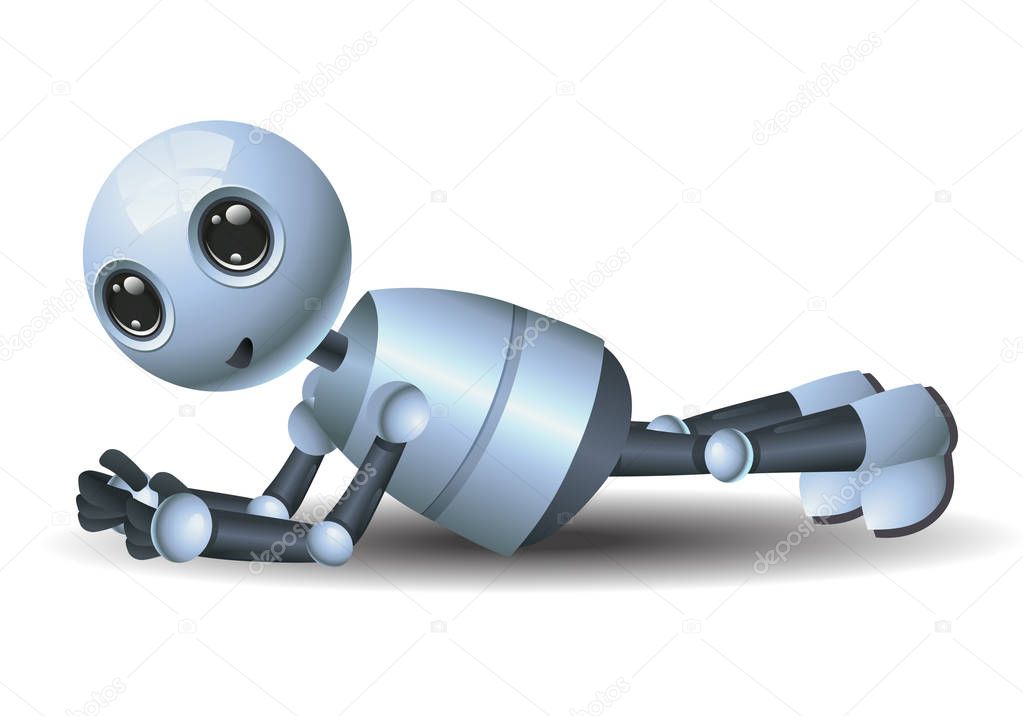 illustration of a happy droid little robot excercise on isolated white background