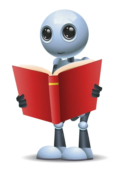 Illustratie Van Een Gelukkig Droid Kleine Robot Fixatie Rode Leesboek — Stockfoto