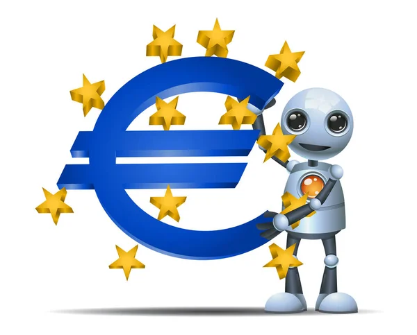 Illustratie Van Een Gelukkig Droid Kleine Robot Greep Eurosymbool Geïsoleerde — Stockfoto