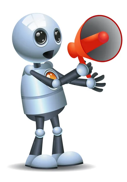 mutlu bir Droid illüstrasyon izole beyaz zemin üzerine küçük robot tutun megafon