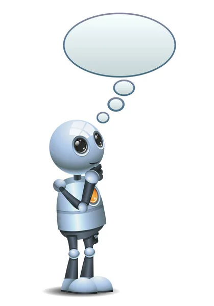 Illustration Happy Droid Little Robot Design Thought Bubble Isolated White — Stock Photo, Image