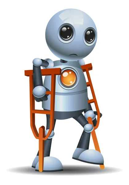 mutlu bir Droid illüstrasyon izole beyaz zemin üzerine küçük robot bacak yaralanma