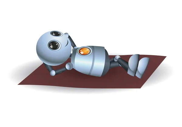 Illustration Happy Little Robot Relaxing Laying Mattress Isolated White Background — Stock Photo, Image
