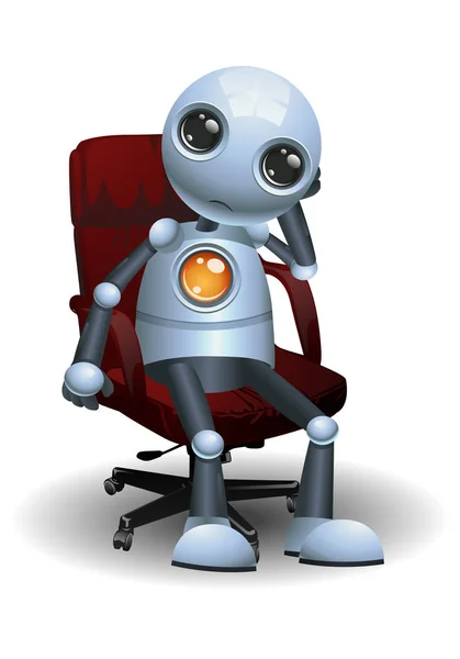 Yönetmen koltuğu izole beyaz zemin üzerine küçük bir robot otur çizimi