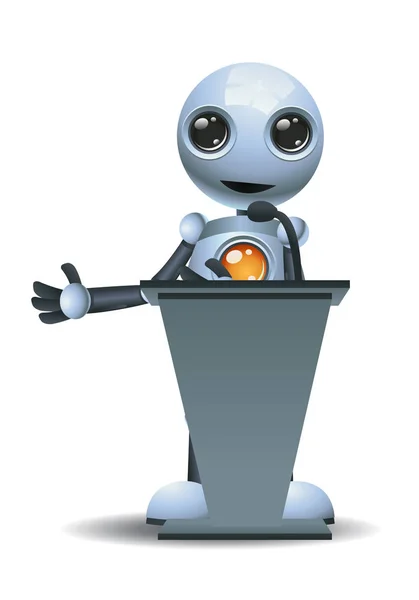 Illustration Little Robot Speech Podium Isolated White Background — Stock Photo, Image