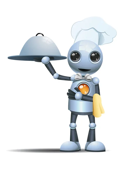 Ilustração Pequeno Robô Elegante Chef Masculino Fundo Branco Isolado — Fotografia de Stock