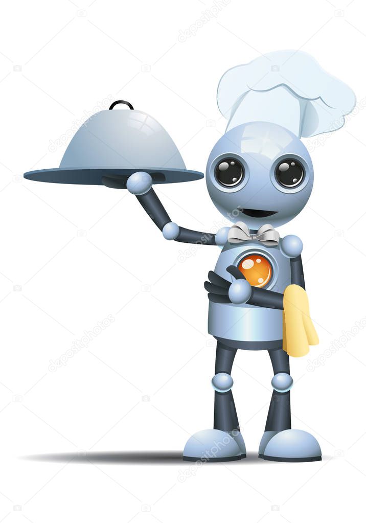illustration of a little robot elegant male chef on isolated white background