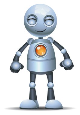 illüstrasyon izole beyaz zemin üzerine sevinç duygu mutlu bir küçük robot