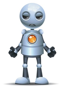 küçük bir robot duygu öfke izole beyaz arka plan üzerinde gösterimi