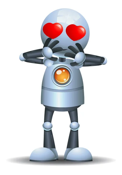 Ilustrace Šťastný Malý Robot Emocí Lásce Izolované Bílém Pozadí — Stock fotografie