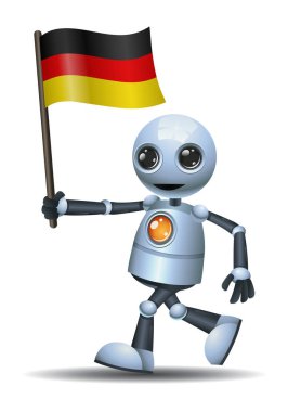 küçük bir robot illüstrasyon izole beyaz arka plan üzerinde Almanya bayrağı tutun