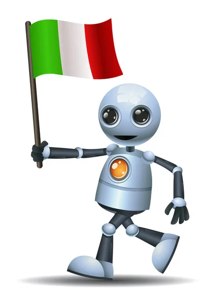 Illustration Petit Robot Tenant Drapeau Italien Sur Fond Blanc Isolé — Photo