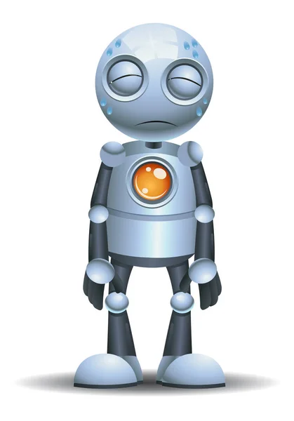 Illustratie Van Een Kleine Robot Emotie Moe Geïsoleerde Witte Achtergrond — Stockfoto