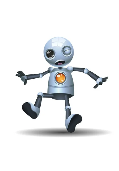 Illustration Liten Robot Känslor Överväldiga Ansikte Isolerade Vit Bakgrund — Stockfoto