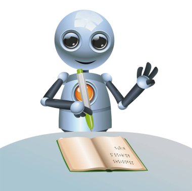öğrenme matematik izole beyaz zemin üzerine küçük mutlu bir robot çizimi