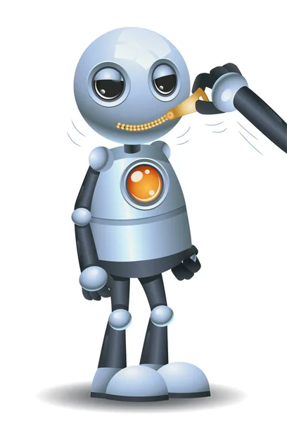 illüstrasyon izole beyaz zemin üzerine sıkıştırılmış ağız ile küçük bir robot