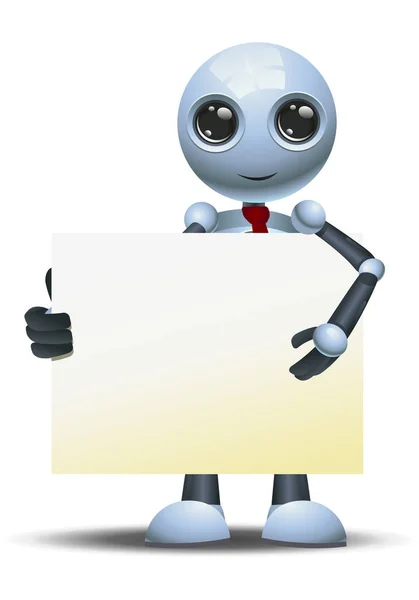 Εικονογράφηση Ευτυχισμένο Λίγο Επιχειρηματία Ρομπότ Δείχνοντας Την Πινακίδα Απομονωμένες Άσπρο — Φωτογραφία Αρχείου