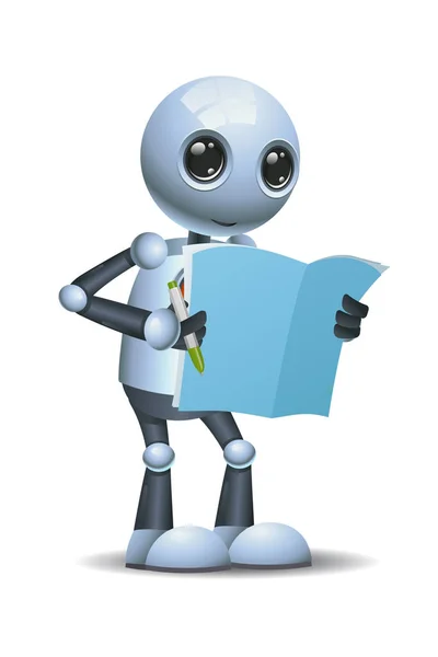 Ilustracja Szczęśliwy Robota Mało Uczyć Się Czytanie Książki Białym Tle — Zdjęcie stockowe