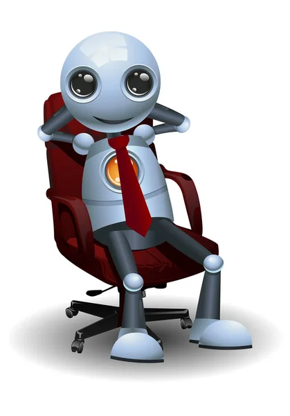 Illustration Happy Success Little Robot Businessman Isolated White Background — Stock Photo, Image