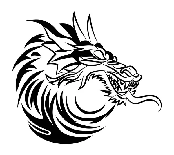 Cabeza de dragón ornamento traditonal tatuaje — Foto de Stock