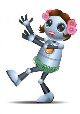 hula etek giyen küçük robot dans