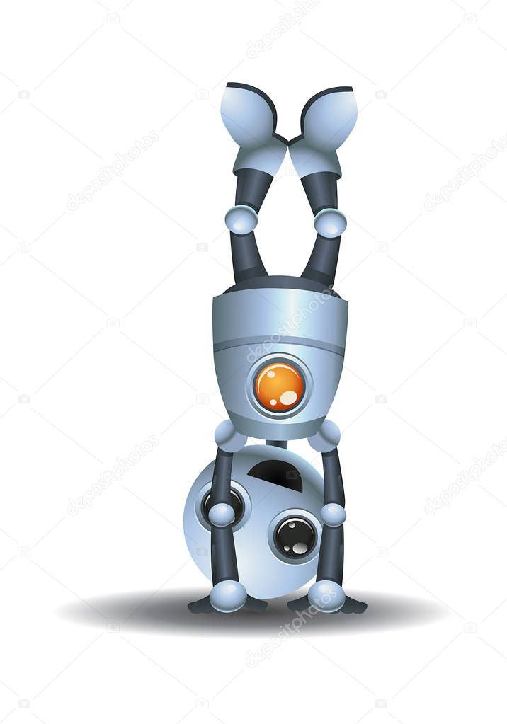 little robot doing hand stand