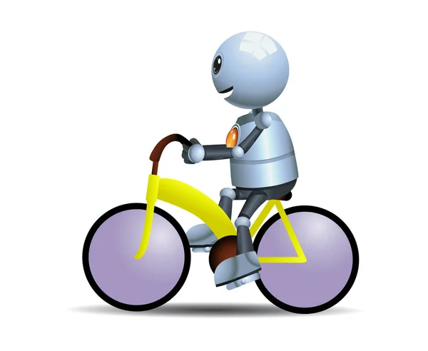 자전거를 타는 작은 로봇 — 스톡 사진