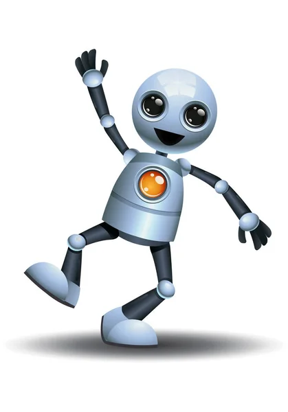 Little robot doing step jumping on happiness — Stock Photo, Image