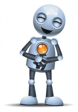 küçük robot mide tutarak gülüyor