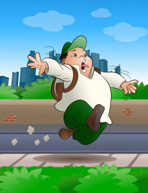 seyahat ederken acele bir adam illüstrasyon