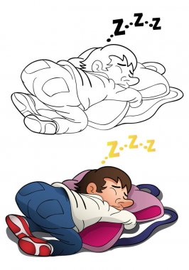 izole beyaz arka plan içinde seyahat çantası üstünde uyuyan çocuk