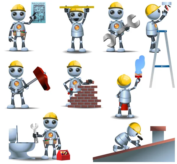 3d illustratie van kleine robot handige robot man werken — Stockfoto