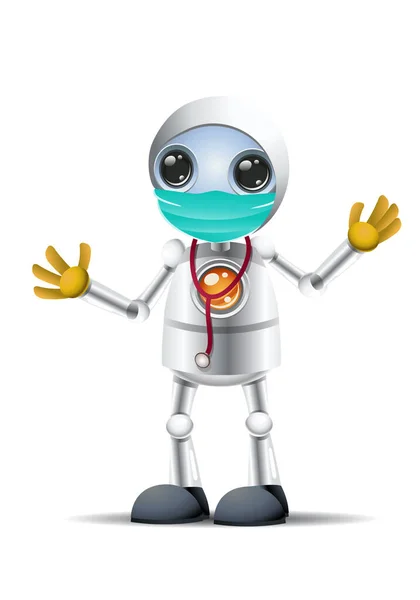 Illustrazione Piccolo Allarme Medico Robot Sulla Pandemia Covid Sfondo Bianco — Foto Stock