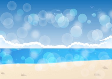 Yaz tatili seyahatinin bir resmi. Soyut kumsal. Açık mavi gökyüzü.
