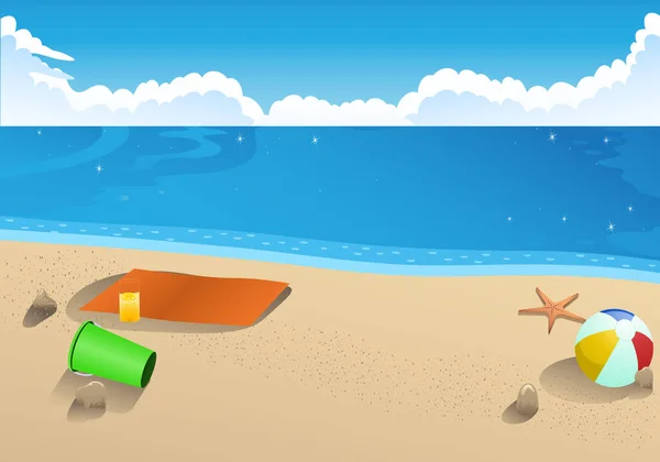 Illustration Eines Sommerurlaubs Reisezeit Sandstrand Hintergrund lizenzfreie Stockfotos