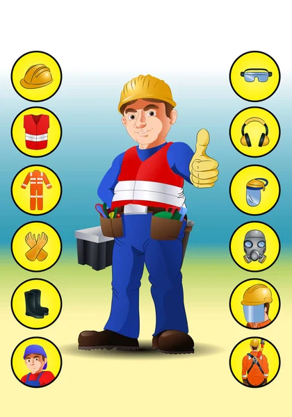 Ilustrace Pracovních Osvětových Akcí Plakát Bezpečnosti Stavebních Dělníků — Stock fotografie
