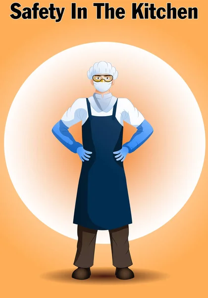 Illustratie Van Bedrijfsbewustmakingscampagnes Poster Van Veiligheid Keuken Oranje Achtergrond — Stockfoto
