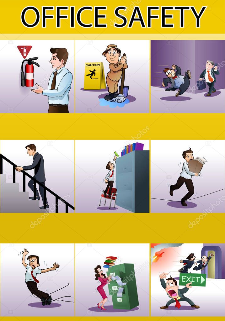 illustration of  occupational awareness events poster of office safety