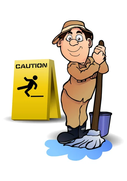 Illustration Office Safety Beware Wet Floor Occupational Awareness Events Poster — Stock Photo, Image