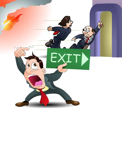 illustration of the office safety know where the exit when fire happen for occupational awareness events poster