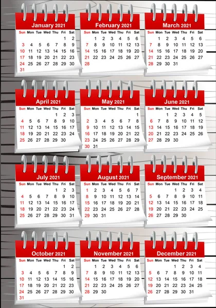 Ilustração Calendário Vermelho Tema Projetado Sobre Fundo Branco Isolado — Fotografia de Stock