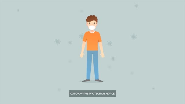 Coronavirus Ziekte Covid Bescherming Advies Voor Het Publiek Visuele Tips — Stockvideo