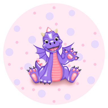 Küçük şirin ejderha çizimi. Mor Karikatür Dinozor, Stock bebek eli çizimi