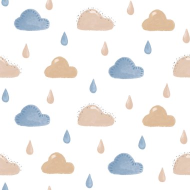 Şirin bulutsuz desen, bulutsuz dijital kağıt bulutlar, şirin bebek arkaplanı, hassas tekstil deseni, bulut yapıştırıcı kâğıdı, Pastel bulutları ve yağmur damlaları kusursuz desen, şirin bebek deseni, erkek duvar kağıdı deseni