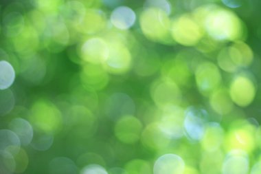 Soyut bokeh, doğal yeşil ve mavi arkaplan, yaz boyunca güzel bulanık, ağaçtaki yapraklardan alınan mavi-yeşil bir bokeh ve sarı-mavi bir ışık var.