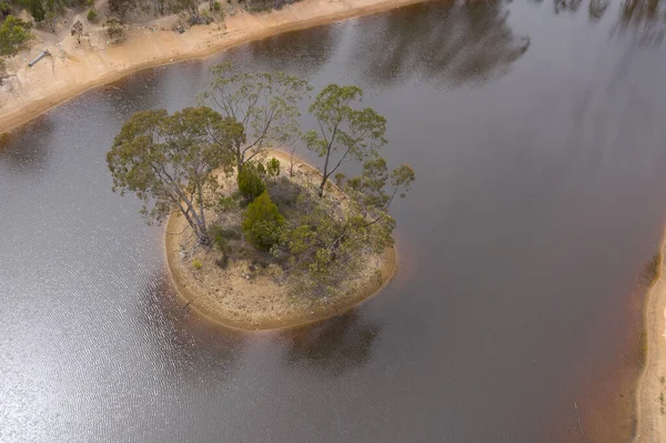 Luchtfoto Van Een Door Droogte Getroffen Waterreservoir Het Regionale Australië — Stockfoto