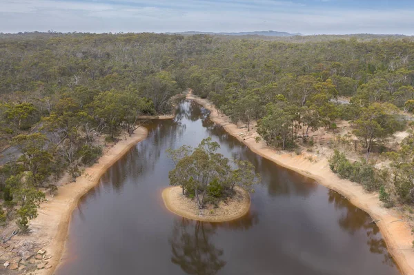 Luchtfoto Van Een Door Droogte Getroffen Waterreservoir Het Regionale Australië — Stockfoto