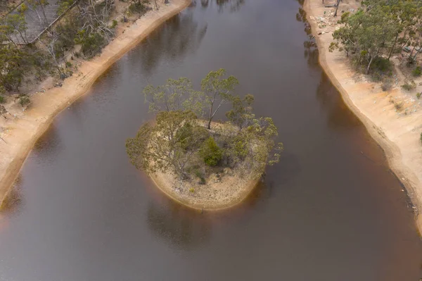 Flygfoto Torka Drabbade Vattenreservoar Regionala Australien — Stockfoto