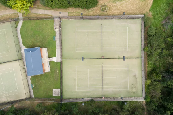 Overhead View Tennis Court Suburbs — Stock Photo, Image