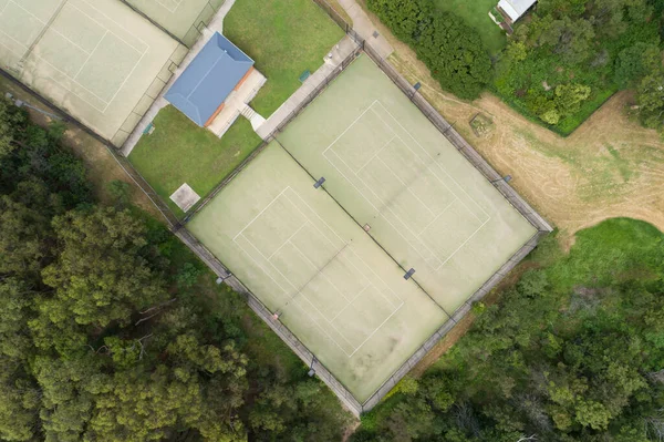 Overhead View Tennis Court Suburbs — Stock Photo, Image